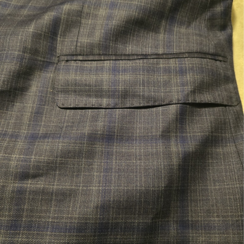 Emporio Armani G-Line Blazer Jacket Blue Plaid Wool Silk Mens 58R Sportcoat - Picture 3 of 14